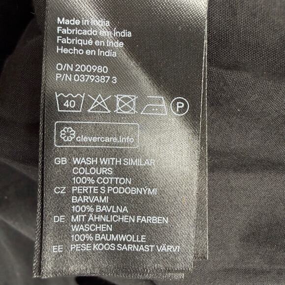 H&M Embroidered Peasant Blouse Black Womens Sz 6 Boho Tassel Top - Picture 7 of 8